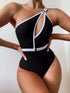 Ladies One Piece Solid Color Swimsuit Belt